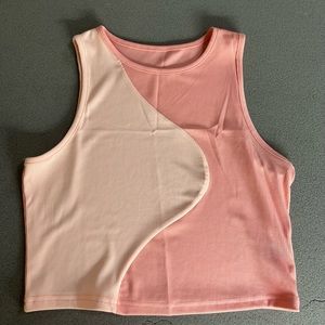 light pink/dark pink cropped tank top